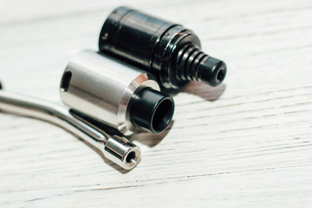 Parts for electronic cigarette vape, dripper, tank.の写真素材