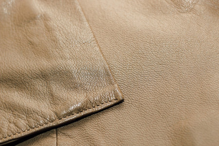 Brown leather jacket texture, genuine soft leather.の写真素材