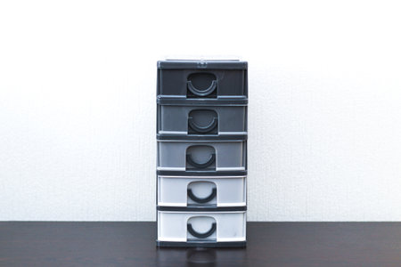 Plastic organizer for small things or cosmetics.の写真素材