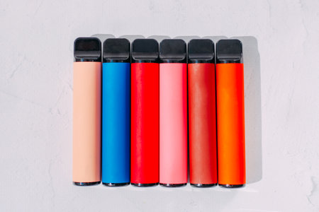 Multicolored multi-use electronic vape cigarettes.の写真素材