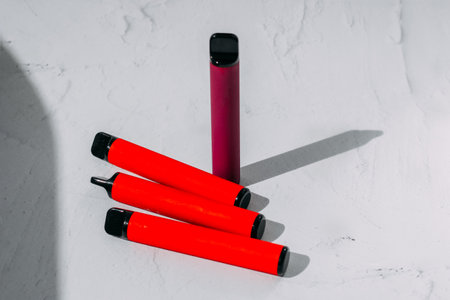 Multicolored multi-use electronic vape cigarettes.の写真素材