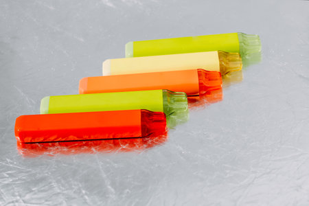 Multicolored multi-use electronic vape cigarettes.の写真素材