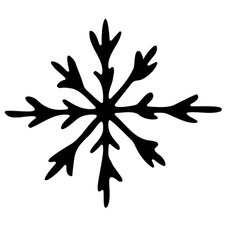 hand drawn doodle snowflake, element on a white backgroundのイラスト素材