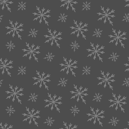 Seamless pattern of winter snowflakes on a gray backgroundのイラスト素材
