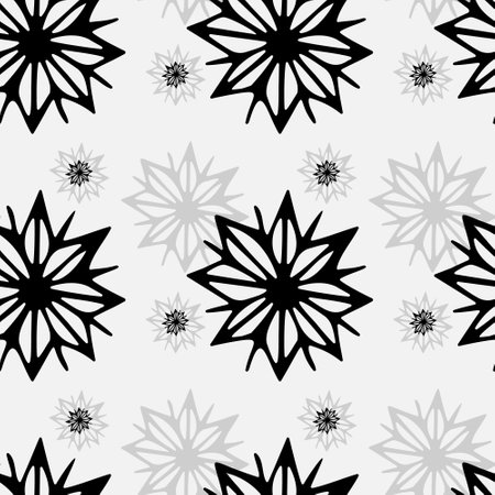 Seamless pattern of winter snowflakes on a white backgroundのイラスト素材