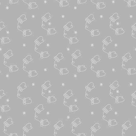 Seamless pattern of winter warm gloves on a gray backgroundのイラスト素材