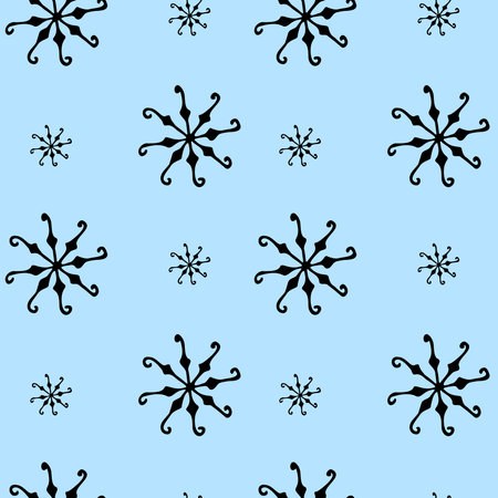 Seamless pattern of winter snowflakes on a blue backgroundのイラスト素材