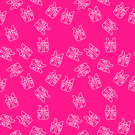 Seamless pattern of winter gifts on a pink backgroundのイラスト素材