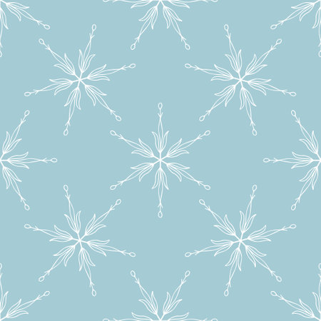 Seamless pattern of winter snowflakes on a blue backgroundのイラスト素材