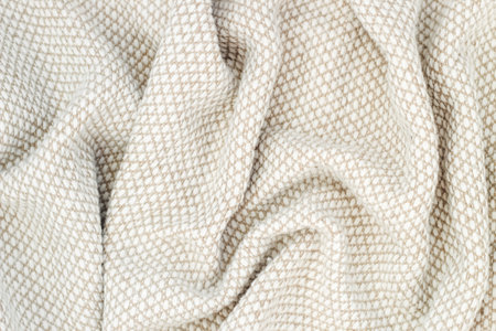 Knitted wool cozy scarf, background and place for textの写真素材