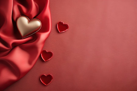 Background heart with silk, concept of love AI generatedの素材