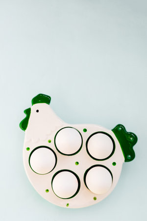 Stand for great eggs in the rustic style in the shape of a triggerの写真素材