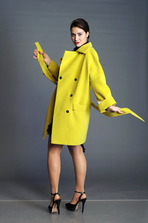 coat, fashionable coat, bright coat, autumn women's coat, women's coat, light overcoatの写真素材