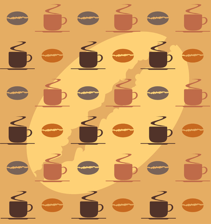 coffee cup and coffee beans backgroundのイラスト素材