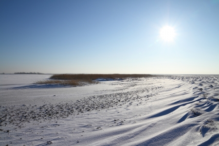 The frozen coast of the lake. Siberia, Russiaの写真素材
