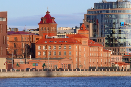 Saint Petersburg, RUSSIA - MAY 06, 2017: business centre Nevka on the Vyborg quay on a Sunny spring dayのeditorial素材