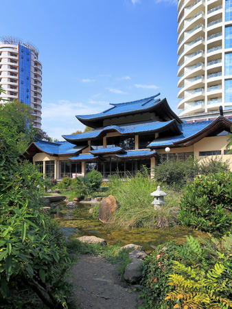 Sochi, RUSSIA - AUGUST 13, 2013: The garden of Russian-Japanese friendship on a summer dayのeditorial素材