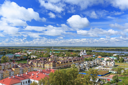 TOBOLSK, RUSSIA-JULY 08, 2011: Cityscape overlooking the Irtysh river on a summer day from the Kremlin wallsのeditorial素材
