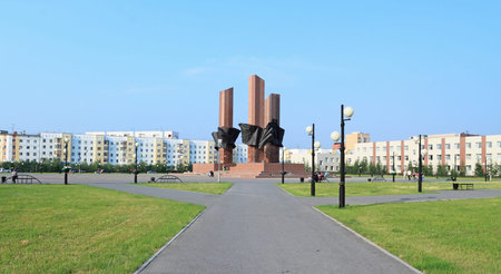 Novy Urengoi, RUSSIA-JULY 20, 2012: memorial To the memory of fallen soldiers of different generations on Studentskaya squareのeditorial素材