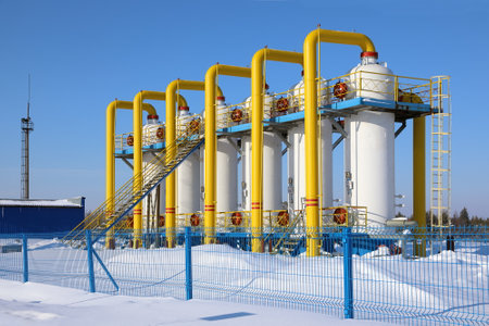 Gas transportation equipment in the Arctic zone of Siberiaの写真素材