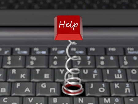 help concept with computer enter button on keyboardの写真素材