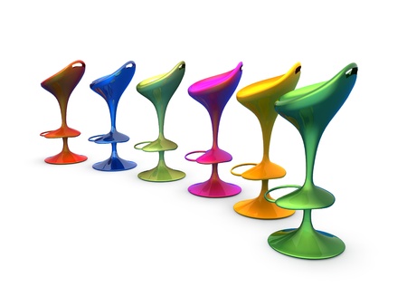 stylish colorful cafeteria chair isolated on white backgroundの写真素材