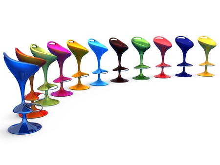 stylish colorful cafeteria chair isolated on white backgroundの写真素材