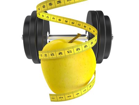 diet concept, apple and measuring tape 3dの写真素材