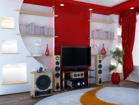 Interior with a home theater -  digital artworkの写真素材