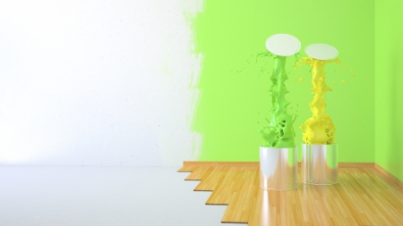 Renovation home  3D illustration paint cansの写真素材