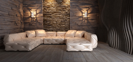 Contemporary living room interior. 3d renderingの写真素材