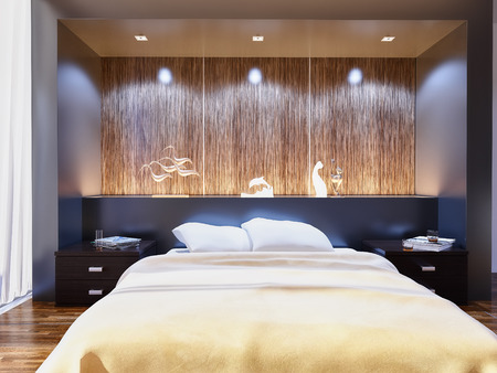 modern style bedroom interior 3d renderingの写真素材