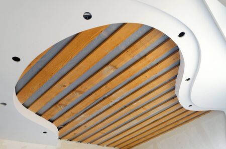 repairing ceiling works in the roomの写真素材