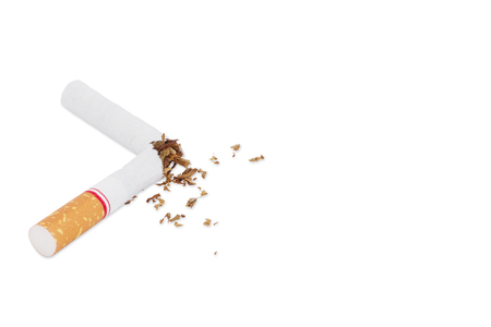 Broken cigarette isolated on white isolated background, World No Tobacco Dayの写真素材