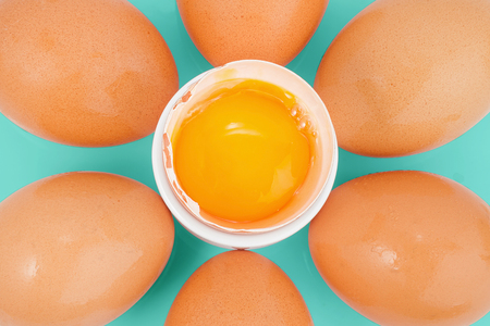 Eggs in isolated on vintage backgroundの写真素材