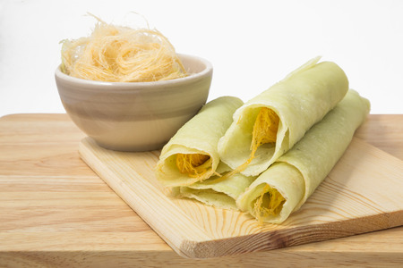thai cotton candy burrito pancakeの写真素材