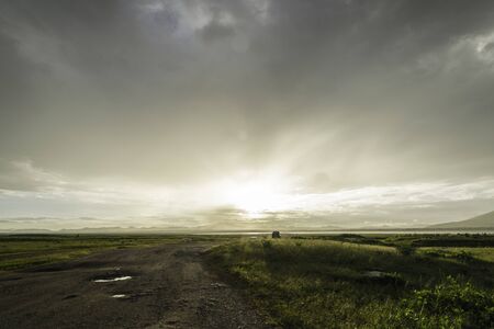 landscape golden lightの写真素材