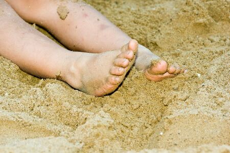 Children foot in sand
の写真素材