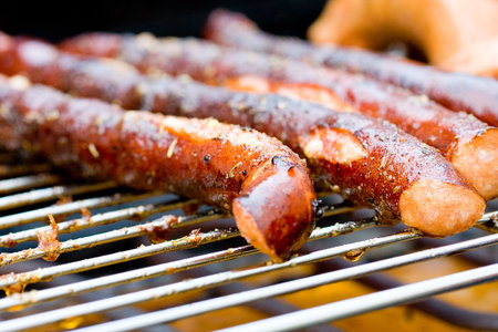 Close-up of grilled sausages