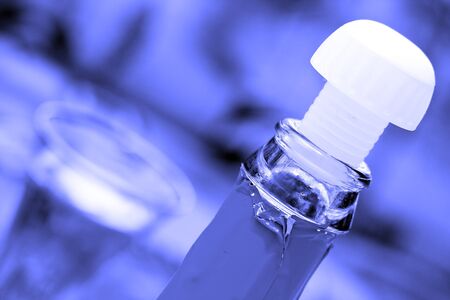 Glass and bottle of wineの写真素材