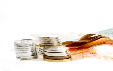 Czech bank notes and coinsの写真素材