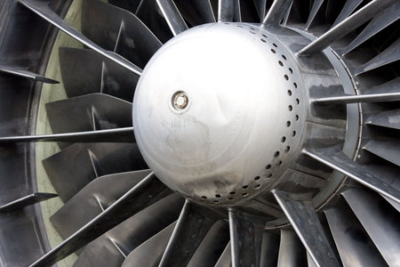 Large jet engine turbine bladesの写真素材