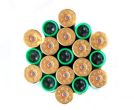 shotgun's bullet isolated on white bacground
