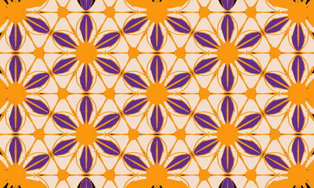 Seamless pattern with mandala shape. Vintage colored floral decorative repainting background with...