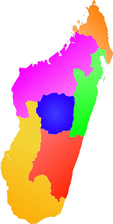 Color,  detailed map of Madagascar divided into provinces. Each province is on a separate layer のイラスト素材