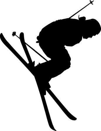 Black shape of skierのイラスト素材