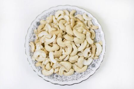 Cashew nuts on white screenの写真素材