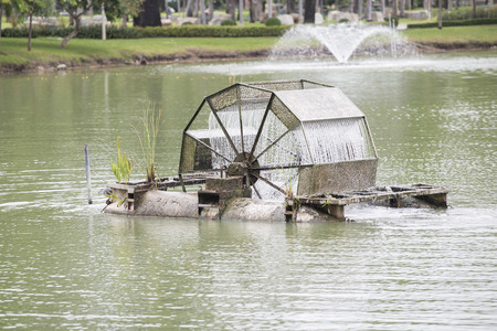 Water turbine make oxygen in waterの写真素材