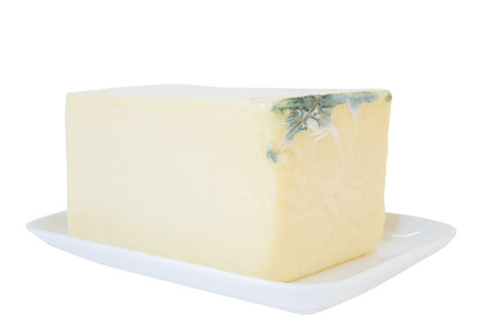 Blue cheese or fungus on cheese with clipping path isolated on white backgroundの写真素材