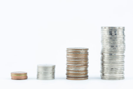 Coin sort concept idea isolated on white background